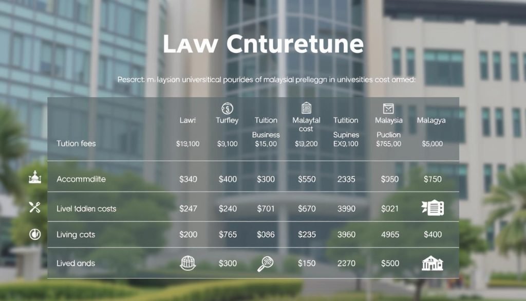Law program costs in Malaysia