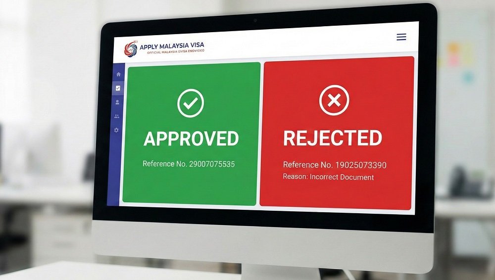 A sleek dashboard view of a "Approved" status vs "Rejected" status to set the scene
