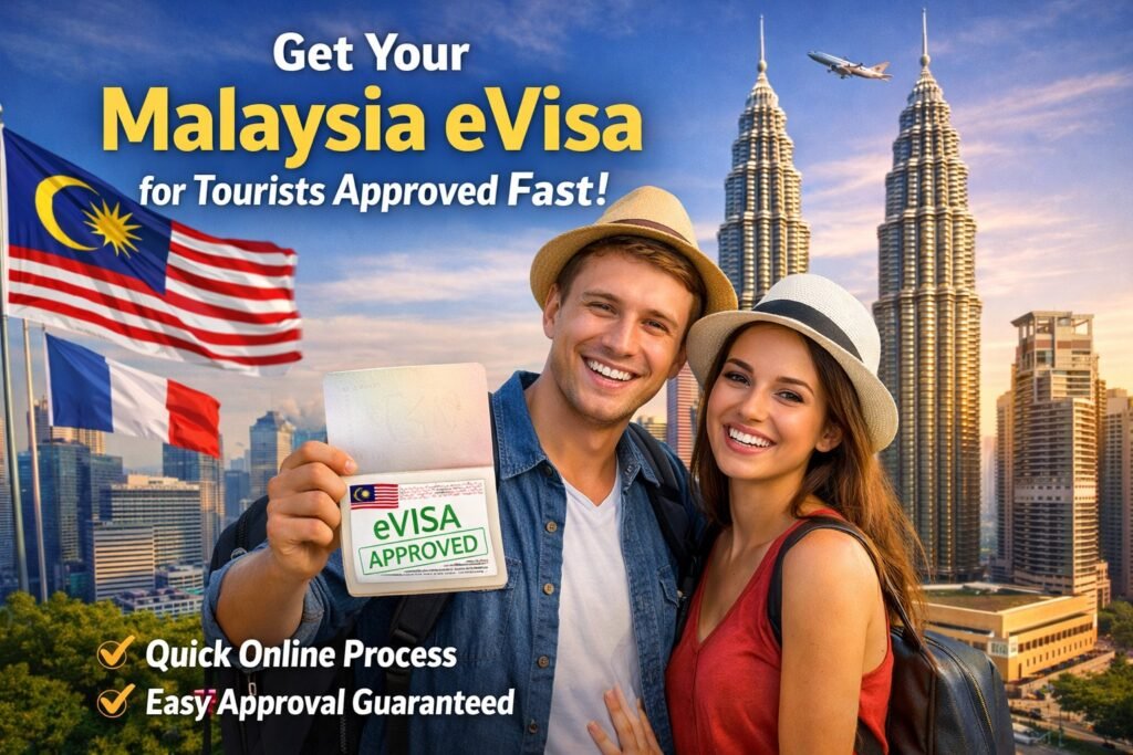 Smiling couple with approved Malaysia eVisa