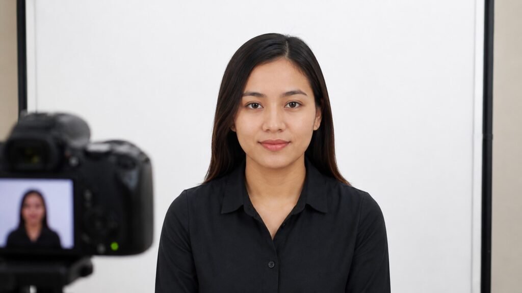 Studio portrait session in progress