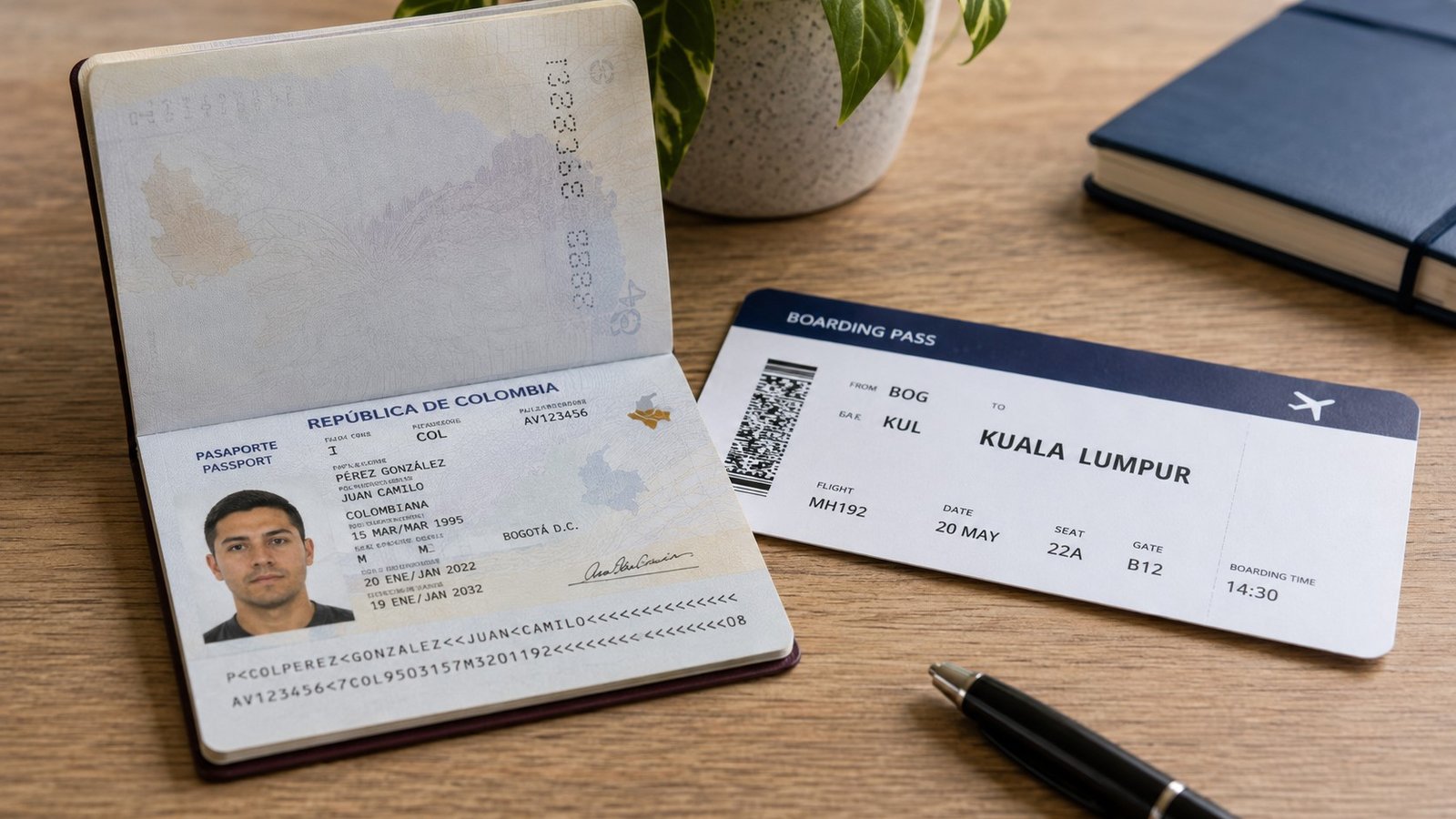 Colombian Travel Plans Still Life